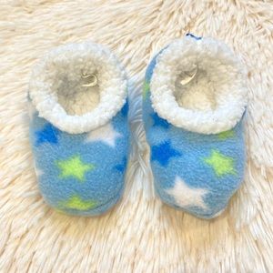 Snoozies Blue Star Fuzzy Fur Lined Baby Slipper Booties size 0-3months